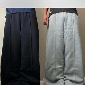 Y2K Mega Wide Leg Baggy Sweatpants Bundle, Black and Gray, Adjustable Size 28-36